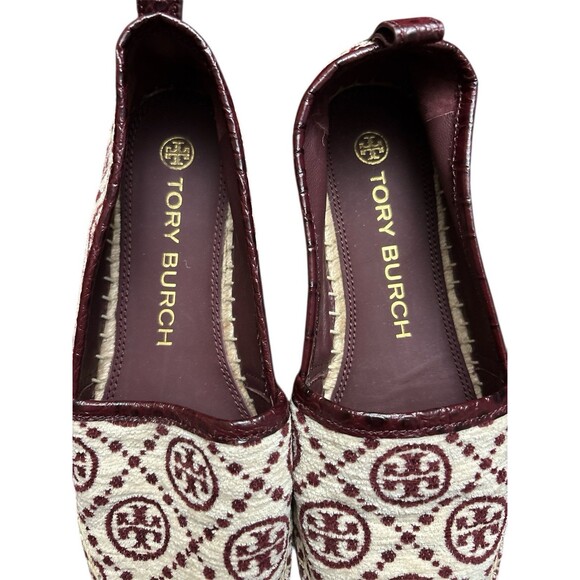 Tory Burch T Monogram Soft Croco Embossed Flatform Espadrille Shoe Sz 8.5  $298 - Picture 3 of 6